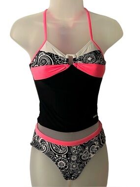 Pink & Black Strap Tankini Set! Girls Size 8! Excellent Condition!